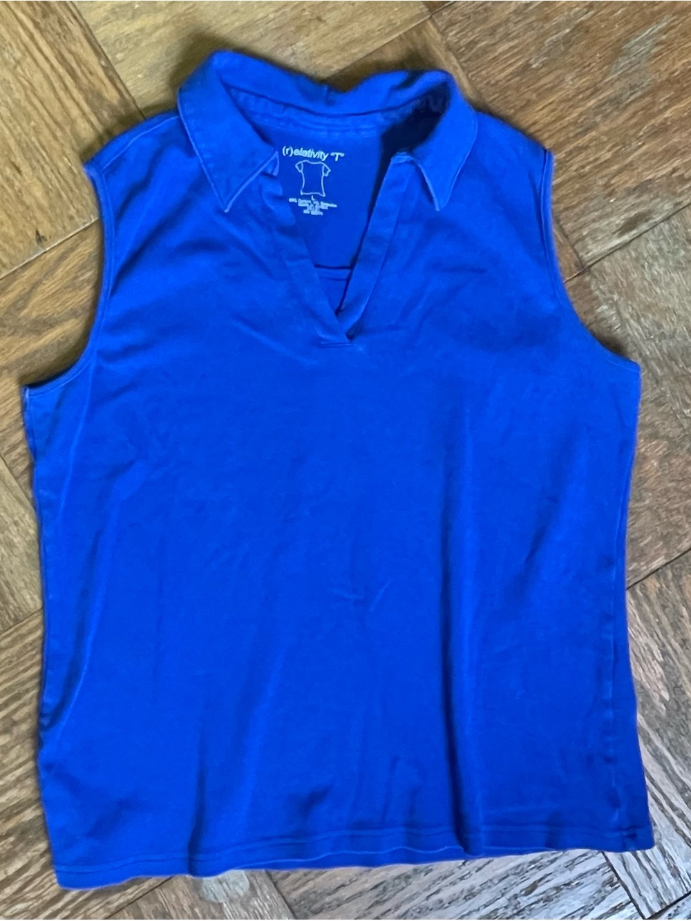 Relativity Cobalt Blue V-Neck Collar Sleeveless Polo Tee Shirt - Women's Large